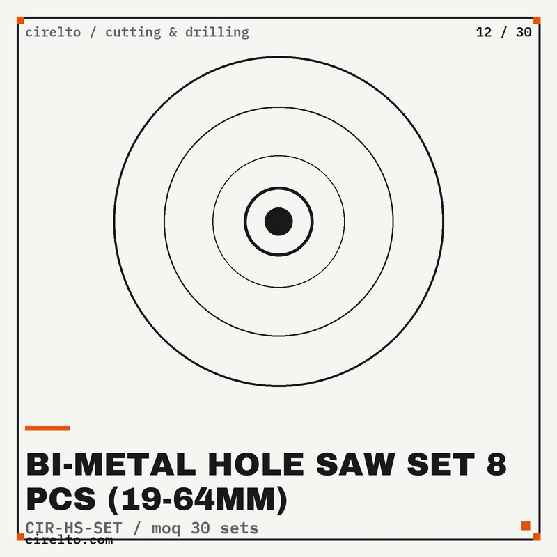 Bi-Metal Hole Saw Set 8 Pcs (19-64mm), Cutting & Drilling wholesale supply